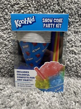 Kool Aid Snow Cone Party Kit 20 Cups & 20 Spoon Straws New